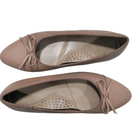 Mona Lisa Prima Leather Bow Accent Soft Pink Ballet Flats Women's Size 8 - Picture 2 of 11